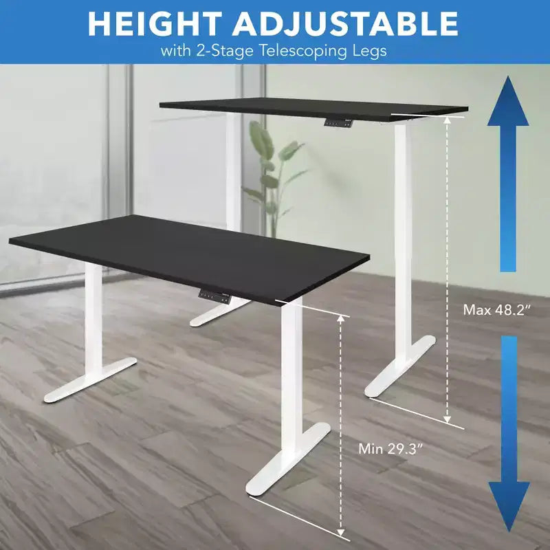 Mount-It! Bureau debout électrique à deux moteurs avec plateau de 55 pouces, base blanche