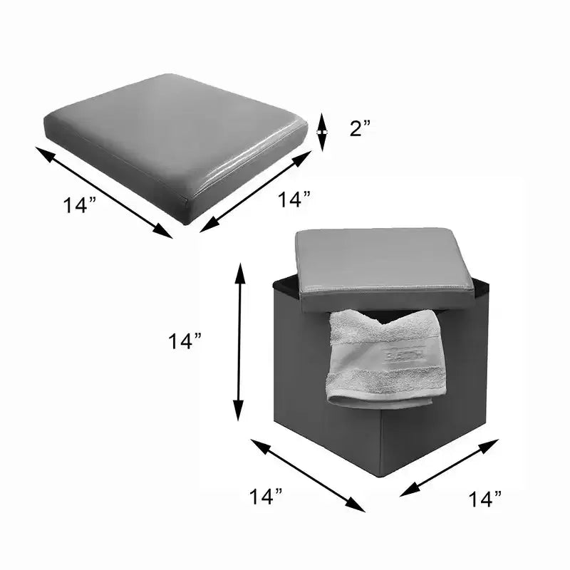 Evideco Articles de Maison Français Pouf et Boîte de Rangement Polyvalents 2-en-1 Disponible en 3 Couleurs et 2 Tailles