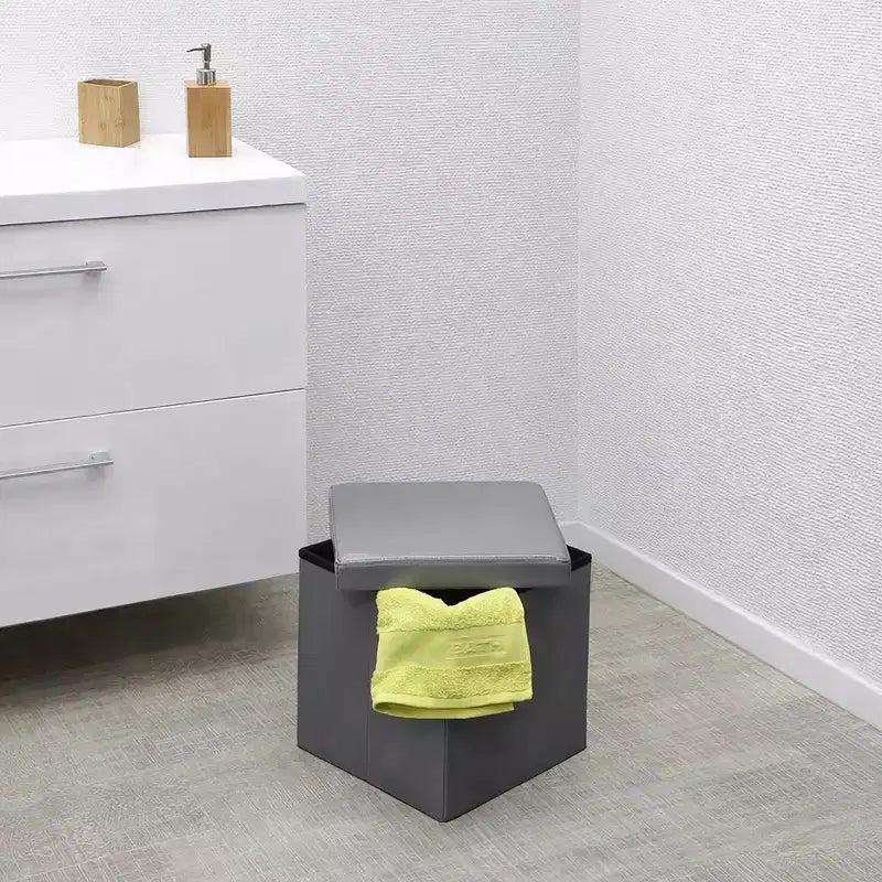 Evideco Articles de Maison Français Pouf et Boîte de Rangement Polyvalents 2-en-1 Disponible en 3 Couleurs et 2 Tailles