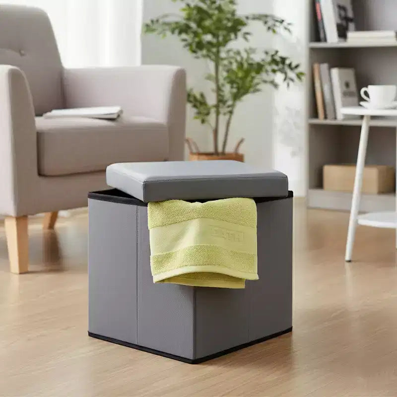 Evideco Articles de Maison Français Pouf et Boîte de Rangement Polyvalents 2-en-1 Disponible en 3 Couleurs et 2 Tailles