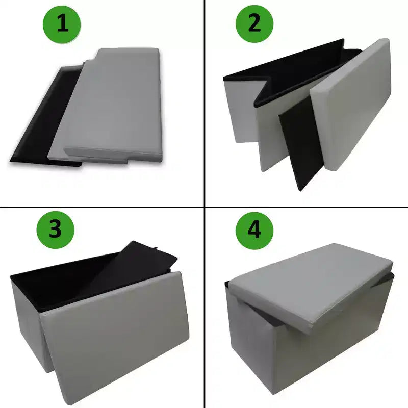 Evideco Articles de Maison Français Pouf et Boîte de Rangement Polyvalents 2-en-1 Disponible en 3 Couleurs et 2 Tailles