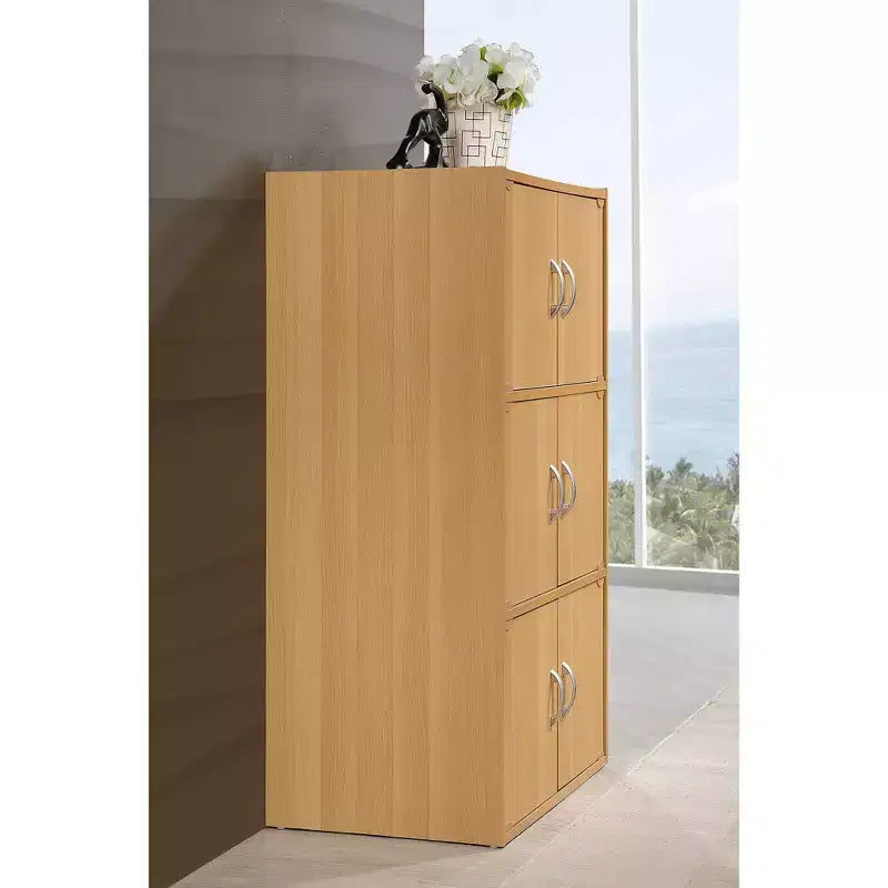 Hodedah HID33 Armoire de rangement polyvalente à 6 portes et 3 étagères, à poser au sol, pour la maison et le bureau