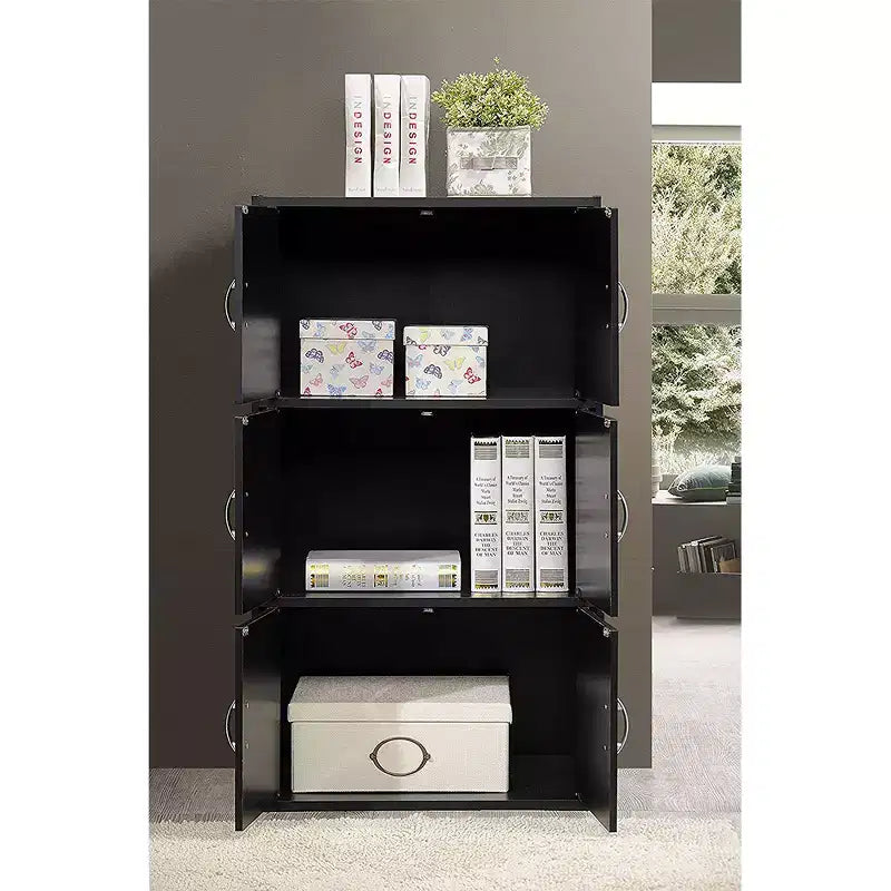 Hodedah HID33 Armoire de rangement polyvalente à 6 portes et 3 étagères, à poser au sol, pour la maison et le bureau