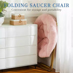 Chaise soucoupe pliante en fausse fourrure JIONJOY - Chaise longue confortable prête à offrir pour adolescents, siège portable pour chambre à coucher, dortoir, cadeaux d'anniversaire