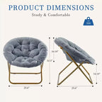 Chaise soucoupe pliante en fausse fourrure JIONJOY - Chaise longue confortable prête à offrir pour adolescents, siège portable pour chambre à coucher, dortoir, cadeaux d'anniversaire