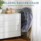 Chaise soucoupe pliante en fausse fourrure JIONJOY - Chaise longue confortable prête à offrir pour adolescents, siège portable pour chambre à coucher, dortoir, cadeaux d'anniversaire