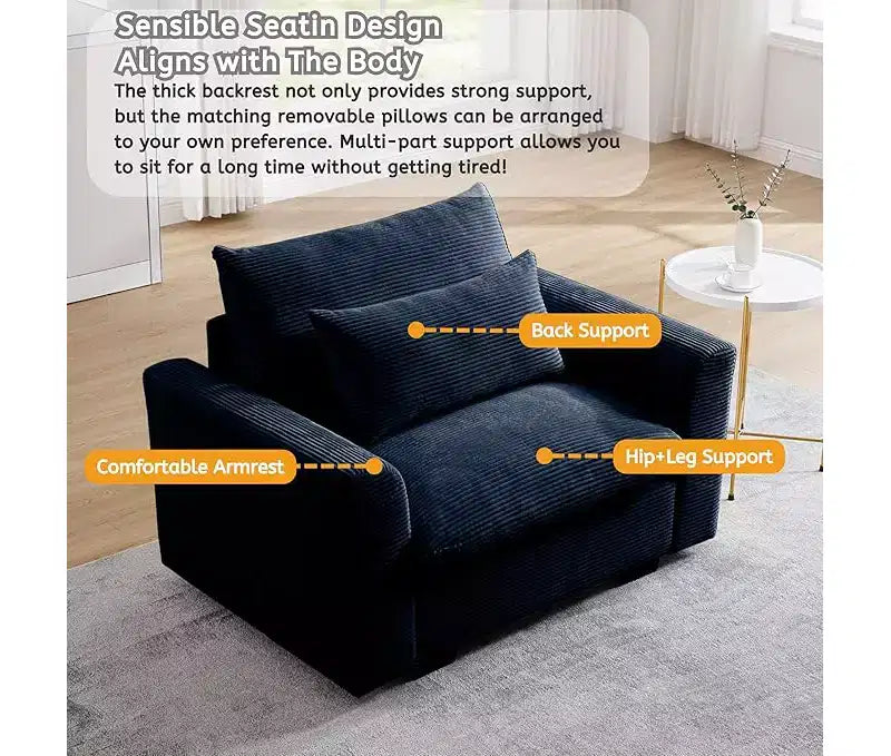 Christopher Knight Home Fauteuil d'appoint individuel en velours côtelé de 86 cm de profondeur avec coussin lombaire