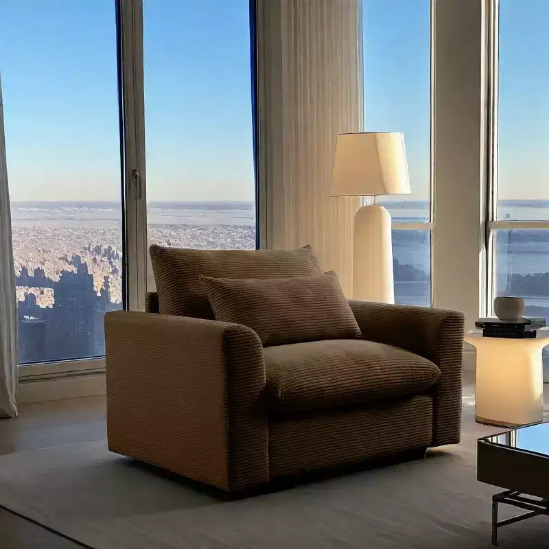 Christopher Knight Home Fauteuil d'appoint individuel en velours côtelé de 86 cm de profondeur avec coussin lombaire