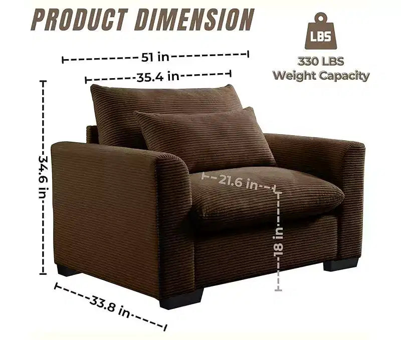 Christopher Knight Home Fauteuil d'appoint individuel en velours côtelé de 86 cm de profondeur avec coussin lombaire