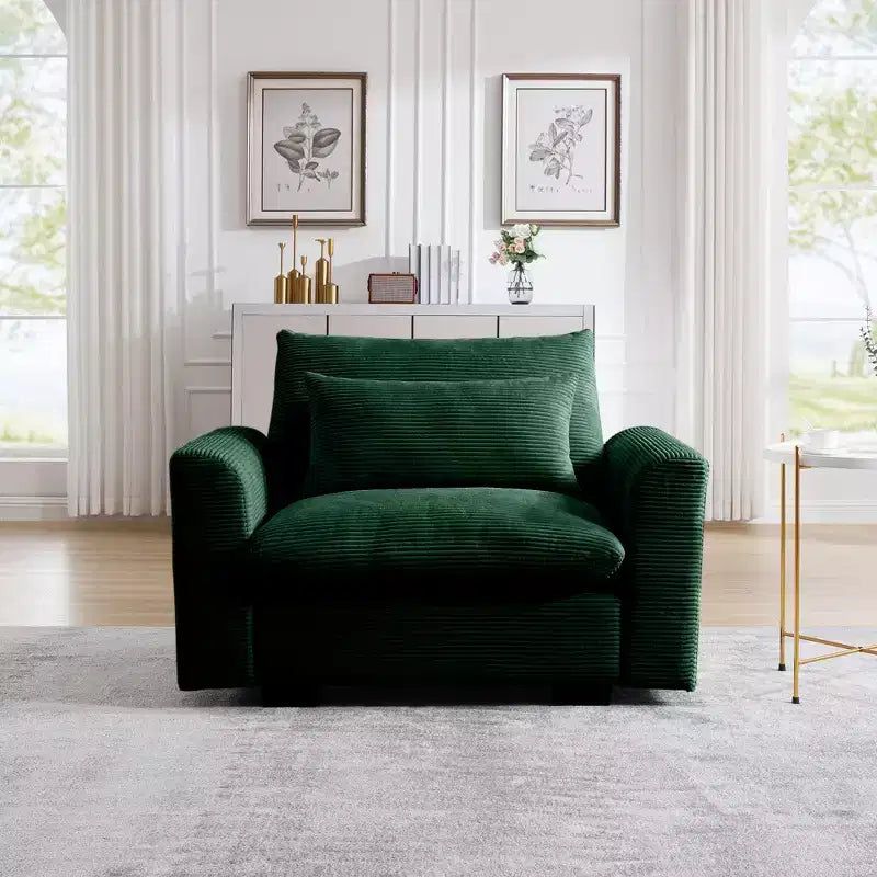 Christopher Knight Home Fauteuil d'appoint individuel en velours côtelé de 86 cm de profondeur avec coussin lombaire