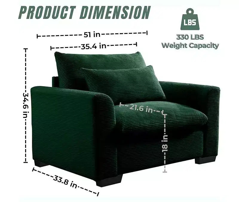 Christopher Knight Home Fauteuil d'appoint individuel en velours côtelé de 86 cm de profondeur avec coussin lombaire