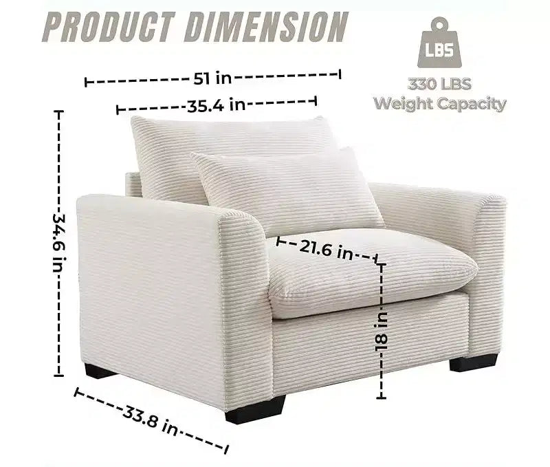 Christopher Knight Home Fauteuil d'appoint individuel en velours côtelé de 86 cm de profondeur avec coussin lombaire