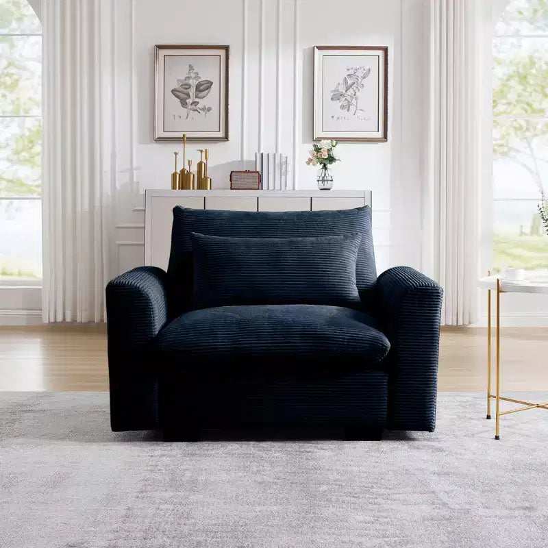 Christopher Knight Home Fauteuil d'appoint individuel en velours côtelé de 86 cm de profondeur avec coussin lombaire