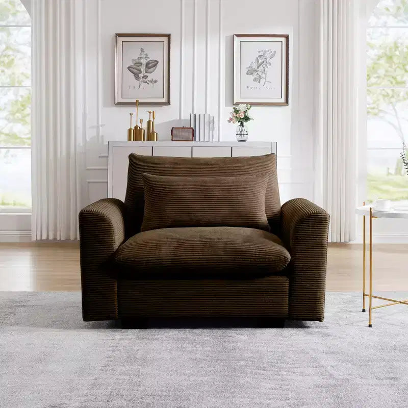 Christopher Knight Home Fauteuil d'appoint individuel en velours côtelé de 86 cm de profondeur avec coussin lombaire