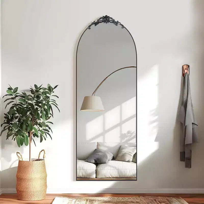 Dovelina Miroir de plain-pied vintage arqué avec support pour coiffeuse