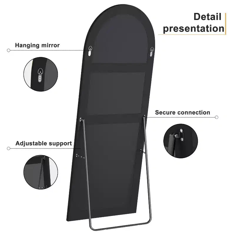 Dovelina Miroir de plain-pied vintage arqué avec support pour coiffeuse