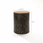 LuxenHome Table d'appoint ronde 20,3, Table de bout en fer avec plateau en bois, Martelé noir et or, Petite table d'appoint pour salon, chambre à coucher, canapé Multicolore