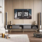 Bestier Meuble TV Moderne du Milieu du Siècle 80, Meuble TV pour téléviseurs jusqu'à 85 pouces, Long Meuble TV 2-en-1, Table Basse Carrée avec Porte Coulissante