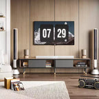 Bestier Meuble TV Moderne du Milieu du Siècle 80, Meuble TV pour téléviseurs jusqu'à 85 pouces, Long Meuble TV 2-en-1, Table Basse Carrée avec Porte Coulissante