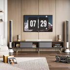 Bestier Meuble TV Moderne du Milieu du Siècle 80, Meuble TV pour téléviseurs jusqu'à 85 pouces, Long Meuble TV 2-en-1, Table Basse Carrée avec Porte Coulissante