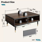 Bestier Meuble TV Moderne du Milieu du Siècle 80, Meuble TV pour téléviseurs jusqu'à 85 pouces, Long Meuble TV 2-en-1, Table Basse Carrée avec Porte Coulissante