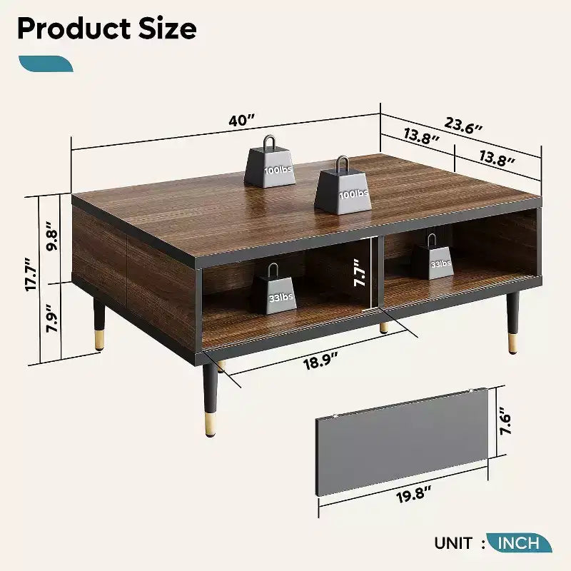 Bestier Meuble TV Moderne du Milieu du Siècle 80, Meuble TV pour téléviseurs jusqu'à 85 pouces, Long Meuble TV 2-en-1, Table Basse Carrée avec Porte Coulissante