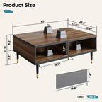 Bestier Meuble TV Moderne du Milieu du Siècle 80, Meuble TV pour téléviseurs jusqu'à 85 pouces, Long Meuble TV 2-en-1, Table Basse Carrée avec Porte Coulissante