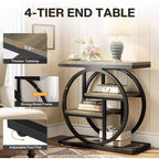 Tribesigns Table d'appoint à 4 niveaux, Table de chevet étroite avec étagère de rangement