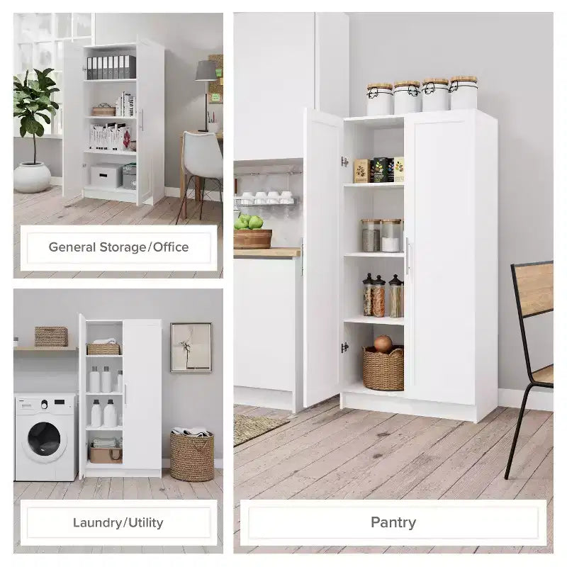 Armoire d'appoint Prepago Elite à 3 étagères avec portes à panneaux