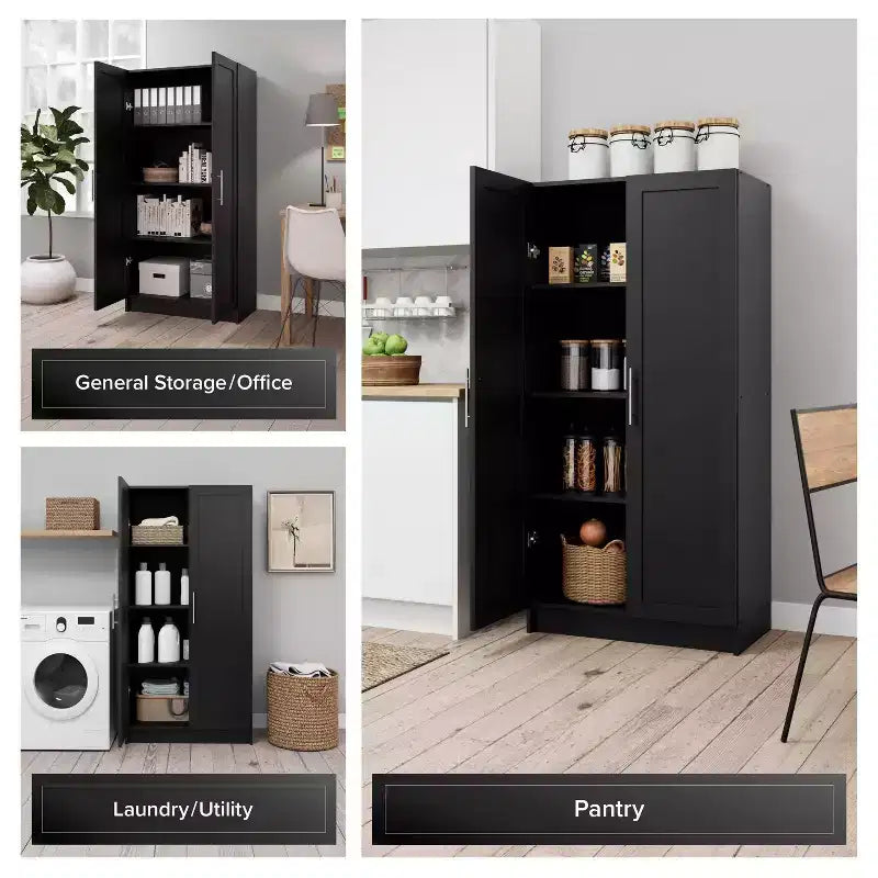 Armoire d'appoint Prepago Elite à 3 étagères avec portes à panneaux