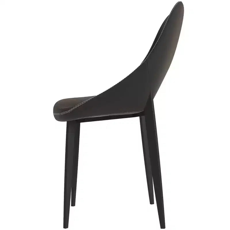 LeisureMod Amalfi Collection, lot de 2 chaises de salle à manger rembourrées. Design à dossier ouvert incurvé avec pieds en fer thermolaqué pour cuisine et salle à manger.