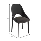 LeisureMod Amalfi Collection, lot de 2 chaises de salle à manger rembourrées. Design à dossier ouvert incurvé avec pieds en fer thermolaqué pour cuisine et salle à manger.