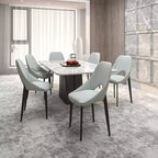 LeisureMod Amalfi Collection, lot de 2 chaises de salle à manger rembourrées. Design à dossier ouvert incurvé avec pieds en fer thermolaqué pour cuisine et salle à manger.