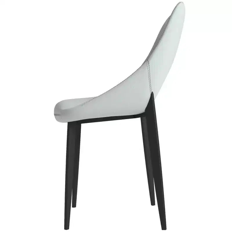 LeisureMod Amalfi Collection, lot de 2 chaises de salle à manger rembourrées. Design à dossier ouvert incurvé avec pieds en fer thermolaqué pour cuisine et salle à manger.