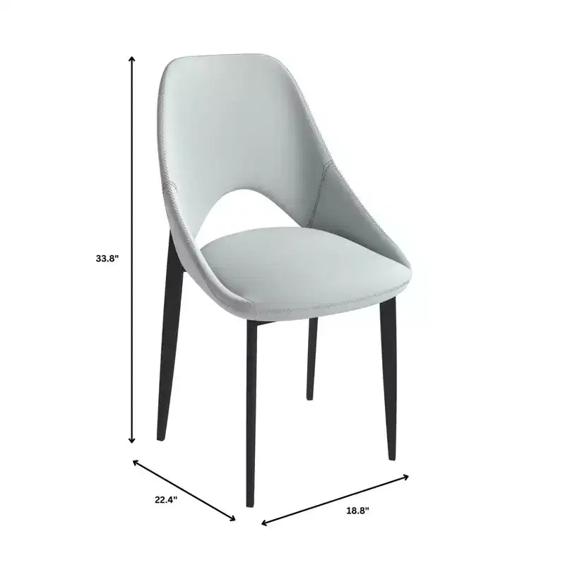 LeisureMod Amalfi Collection, lot de 2 chaises de salle à manger rembourrées. Design à dossier ouvert incurvé avec pieds en fer thermolaqué pour cuisine et salle à manger.