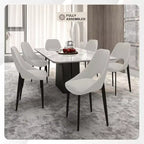 LeisureMod Amalfi Collection, lot de 2 chaises de salle à manger rembourrées. Design à dossier ouvert incurvé avec pieds en fer thermolaqué pour cuisine et salle à manger.
