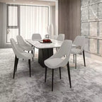 LeisureMod Amalfi Collection, lot de 2 chaises de salle à manger rembourrées. Design à dossier ouvert incurvé avec pieds en fer thermolaqué pour cuisine et salle à manger.