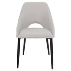 LeisureMod Amalfi Collection, lot de 2 chaises de salle à manger rembourrées. Design à dossier ouvert incurvé avec pieds en fer thermolaqué pour cuisine et salle à manger.