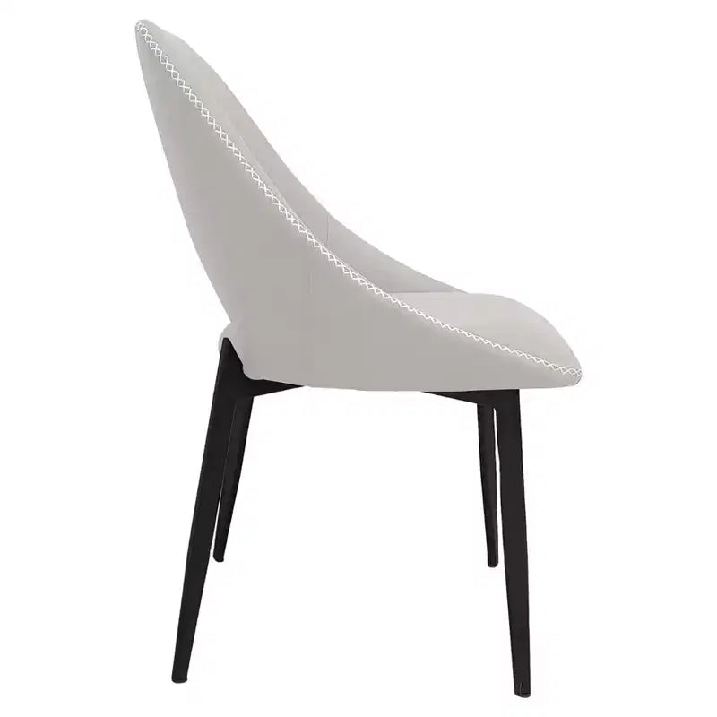LeisureMod Amalfi Collection, lot de 2 chaises de salle à manger rembourrées. Design à dossier ouvert incurvé avec pieds en fer thermolaqué pour cuisine et salle à manger.
