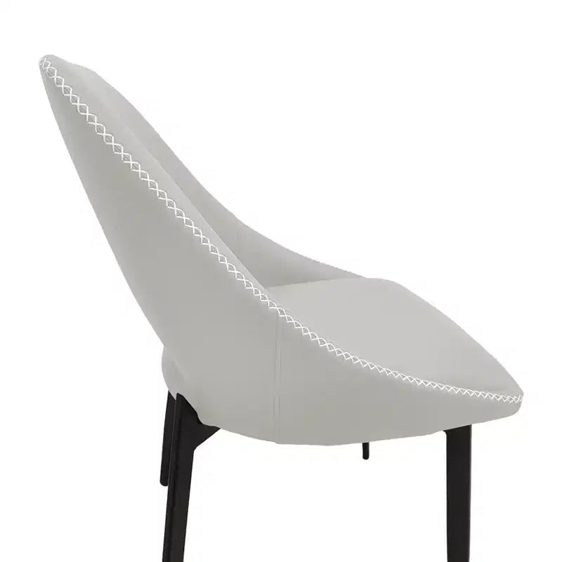 LeisureMod Amalfi Collection, lot de 2 chaises de salle à manger rembourrées. Design à dossier ouvert incurvé avec pieds en fer thermolaqué pour cuisine et salle à manger.