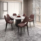 LeisureMod Amalfi Collection, lot de 2 chaises de salle à manger rembourrées. Design à dossier ouvert incurvé avec pieds en fer thermolaqué pour cuisine et salle à manger.