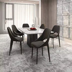 LeisureMod Amalfi Collection, lot de 2 chaises de salle à manger rembourrées. Design à dossier ouvert incurvé avec pieds en fer thermolaqué pour cuisine et salle à manger.
