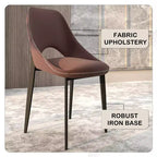LeisureMod Amalfi Collection, lot de 2 chaises de salle à manger rembourrées. Design à dossier ouvert incurvé avec pieds en fer thermolaqué pour cuisine et salle à manger.