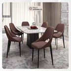 LeisureMod Amalfi Collection, lot de 2 chaises de salle à manger rembourrées. Design à dossier ouvert incurvé avec pieds en fer thermolaqué pour cuisine et salle à manger.
