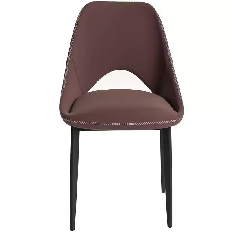 LeisureMod Amalfi Collection, lot de 2 chaises de salle à manger rembourrées. Design à dossier ouvert incurvé avec pieds en fer thermolaqué pour cuisine et salle à manger.