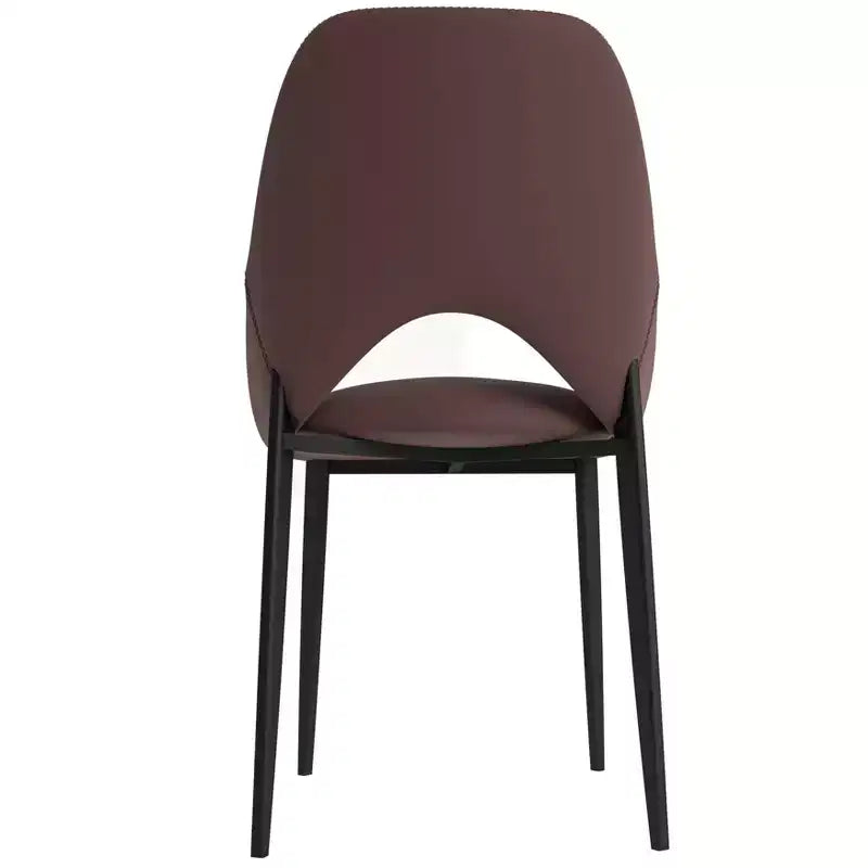 LeisureMod Amalfi Collection, lot de 2 chaises de salle à manger rembourrées. Design à dossier ouvert incurvé avec pieds en fer thermolaqué pour cuisine et salle à manger.