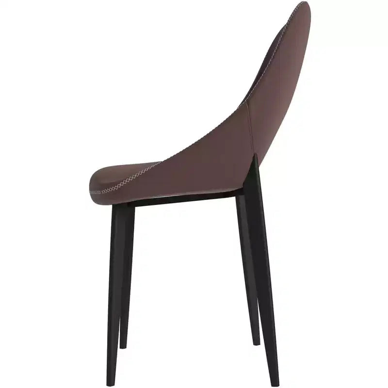LeisureMod Amalfi Collection, lot de 2 chaises de salle à manger rembourrées. Design à dossier ouvert incurvé avec pieds en fer thermolaqué pour cuisine et salle à manger.