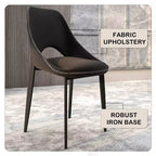 LeisureMod Amalfi Collection, lot de 2 chaises de salle à manger rembourrées. Design à dossier ouvert incurvé avec pieds en fer thermolaqué pour cuisine et salle à manger.