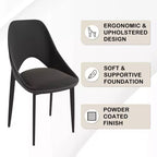 LeisureMod Amalfi Collection, lot de 2 chaises de salle à manger rembourrées. Design à dossier ouvert incurvé avec pieds en fer thermolaqué pour cuisine et salle à manger.