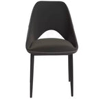 LeisureMod Amalfi Collection, lot de 2 chaises de salle à manger rembourrées. Design à dossier ouvert incurvé avec pieds en fer thermolaqué pour cuisine et salle à manger.